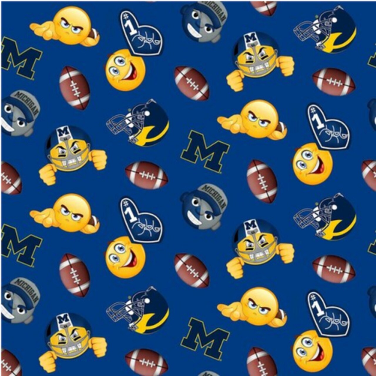Licensed NCAA University of Michigan Emoji Fleece MCHG-1126 Fabric by the Yard